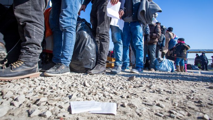 Refugees in Greek beach